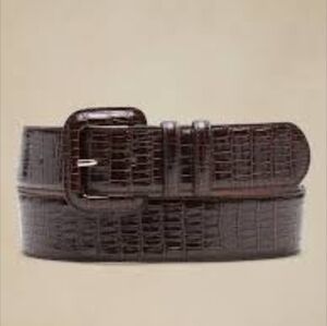 Warm Brown Crocodile Embossed Leather Belt